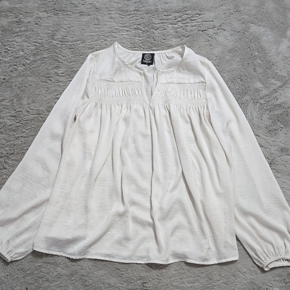 Bobeau silk like flowy blouse top size M